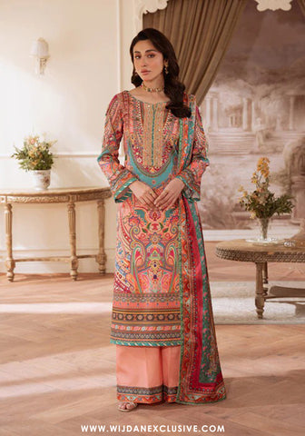 Velouré Unstitched Printed Silk Collection - 2025 by Gulaal (Coral Éclat)