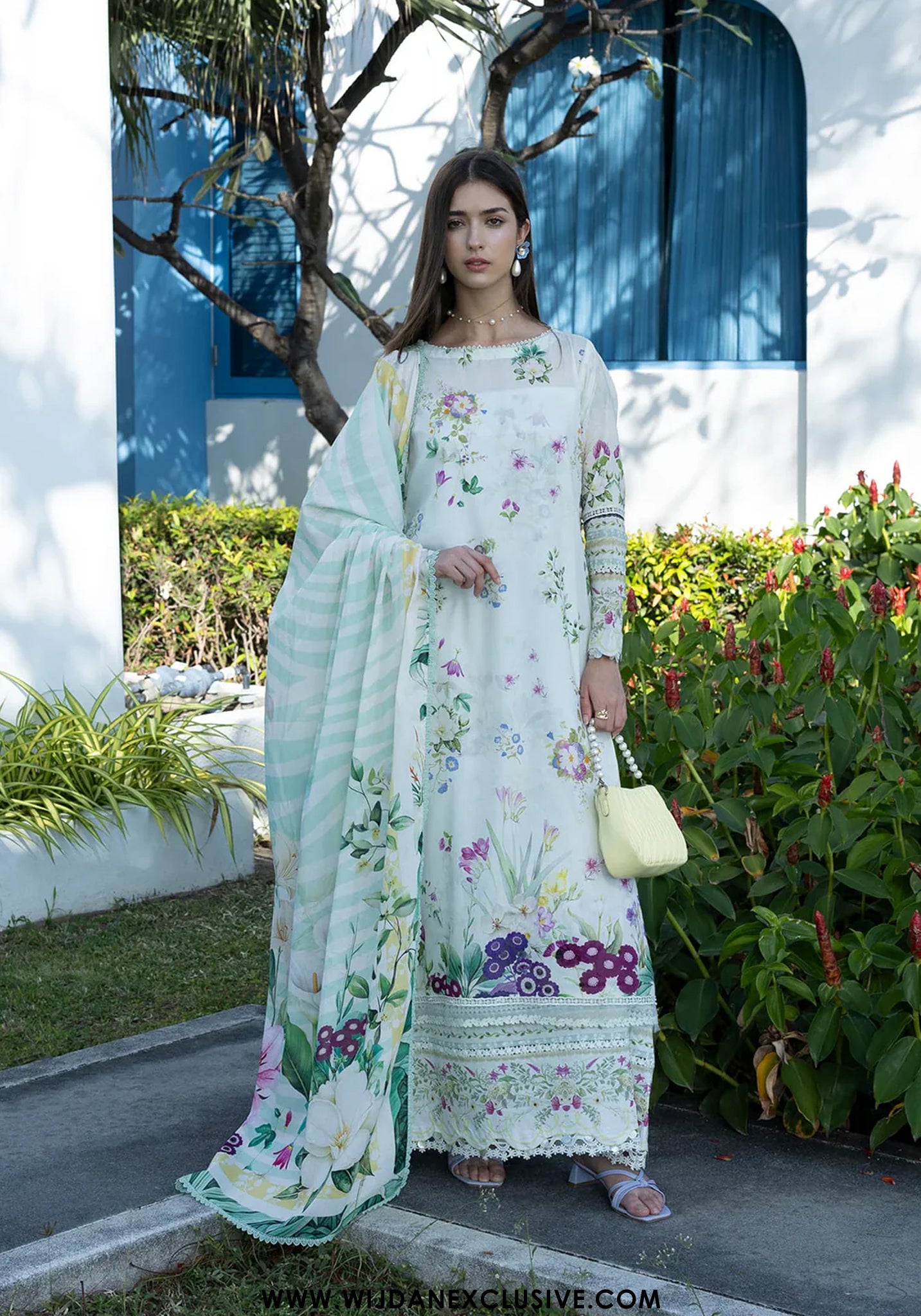 Santorini by Elaf | Unstitched Printed Lawn Collection - 2026 EPN-7B MOON FLOWER