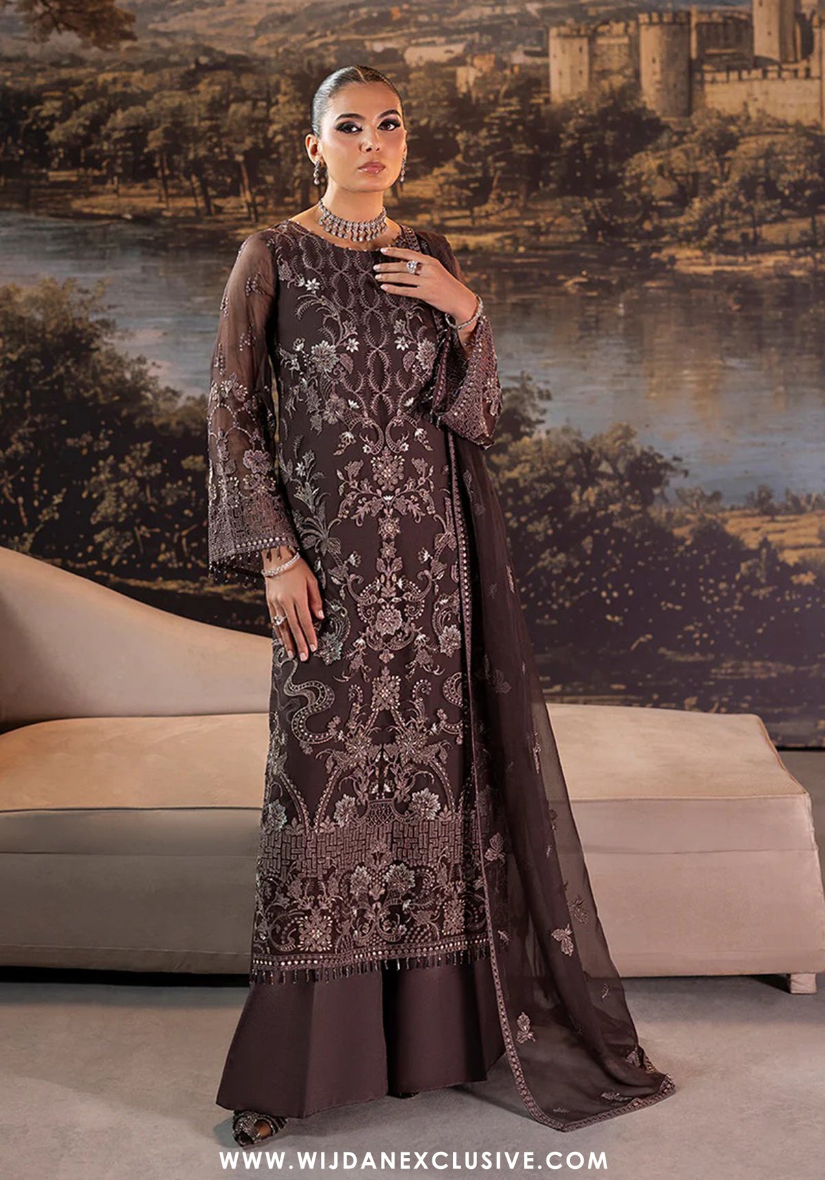 Riwayat Lamisah Unstitched Chiffon Collection - 2025 by Lavish (Cinnamon)