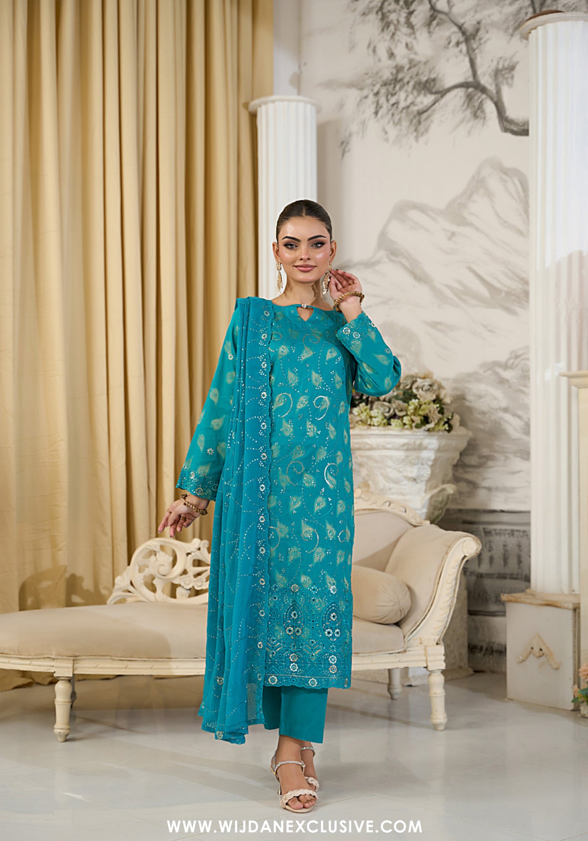 Zarqash by Wijdan | Unstitched Embroidered Broshia Cotton Collection - 2025 D-08