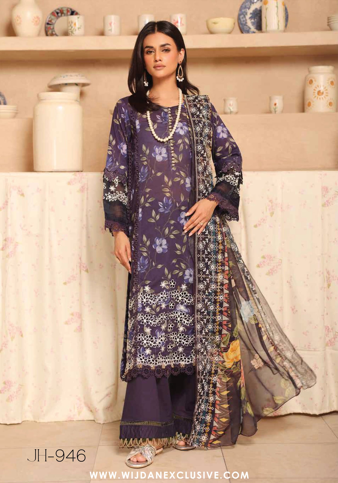 Aleeha Unstitched Embroidered Lawn Chikankari Collection by Johra JH-946