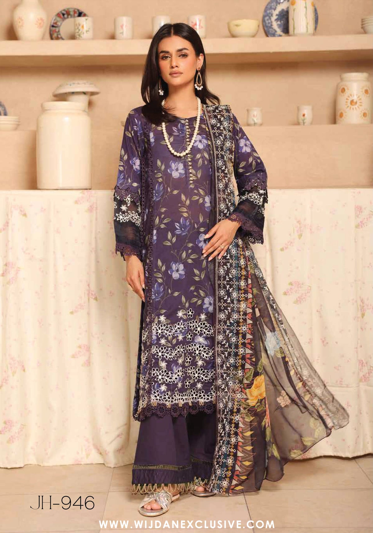 Aleeha Unstitched Embroidered Lawn Chikankari Collection - 2025 by Johra JH-946