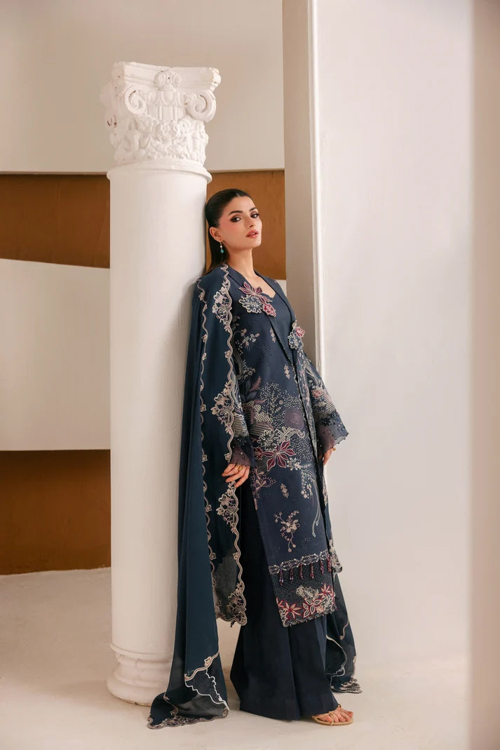 Florent Unstitched Embroidered Luxe Silk Formal Collecttion - 2026 (OBSIDIAN BLOOM)