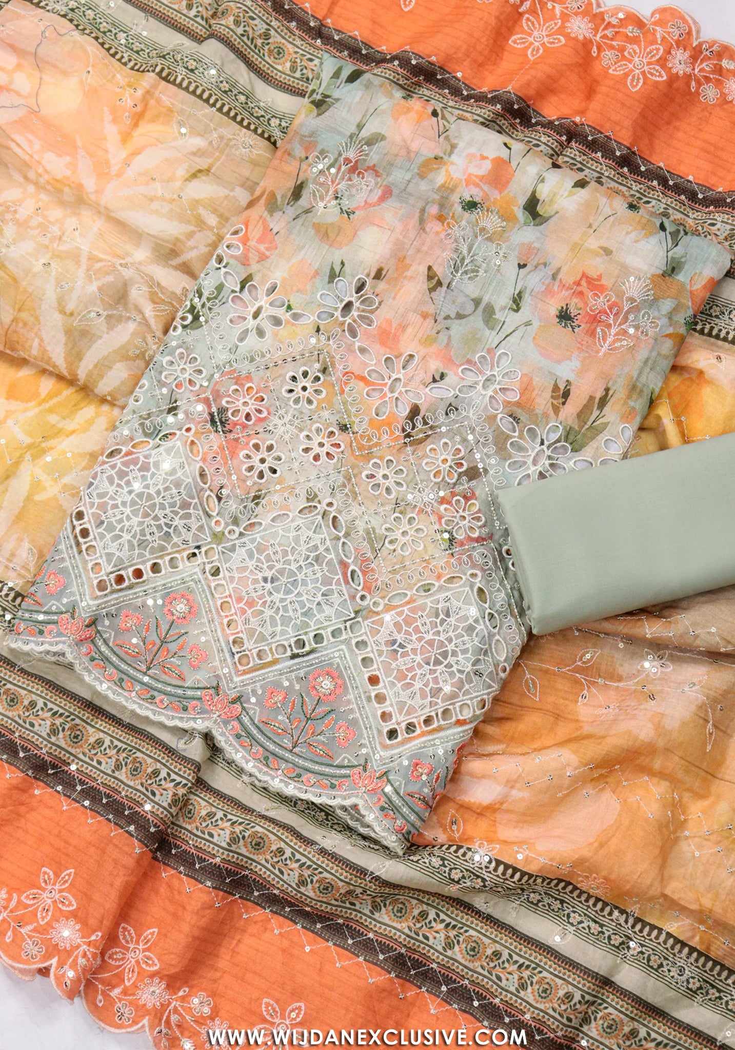 Bin Saeed Unstitched Embroidered Lawn Vol-I Collection - 2026 (ORANGE)