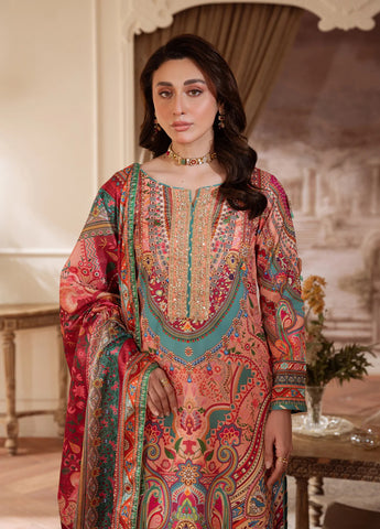 Velouré Unstitched Printed Silk Collection - 2025 by Gulaal (Coral Éclat)