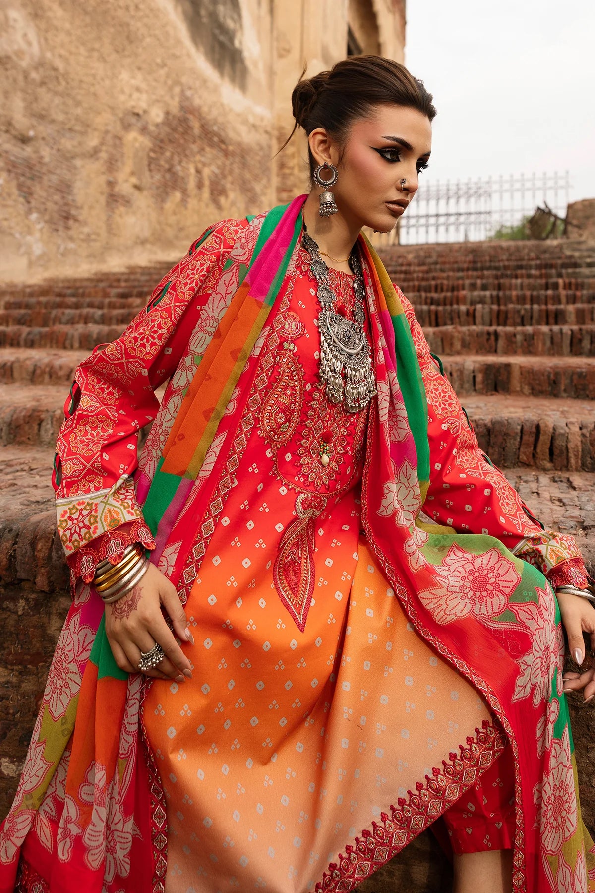 Charizma Chunri Unstitched Embroidered Lawn Vol-01 Collection - 2026 (CHN6-06)