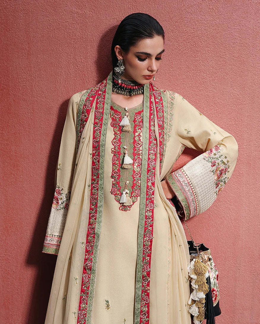 Nuvera by Mushq | Unstitched Embroidered Raw Silk Formal Collection'26 (CARDINAL GEM)