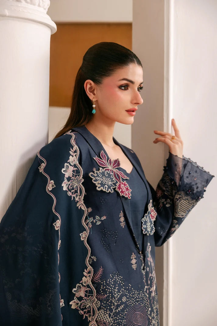 Florent Unstitched Embroidered Luxe Silk Formal Collecttion - 2026 (OBSIDIAN BLOOM)