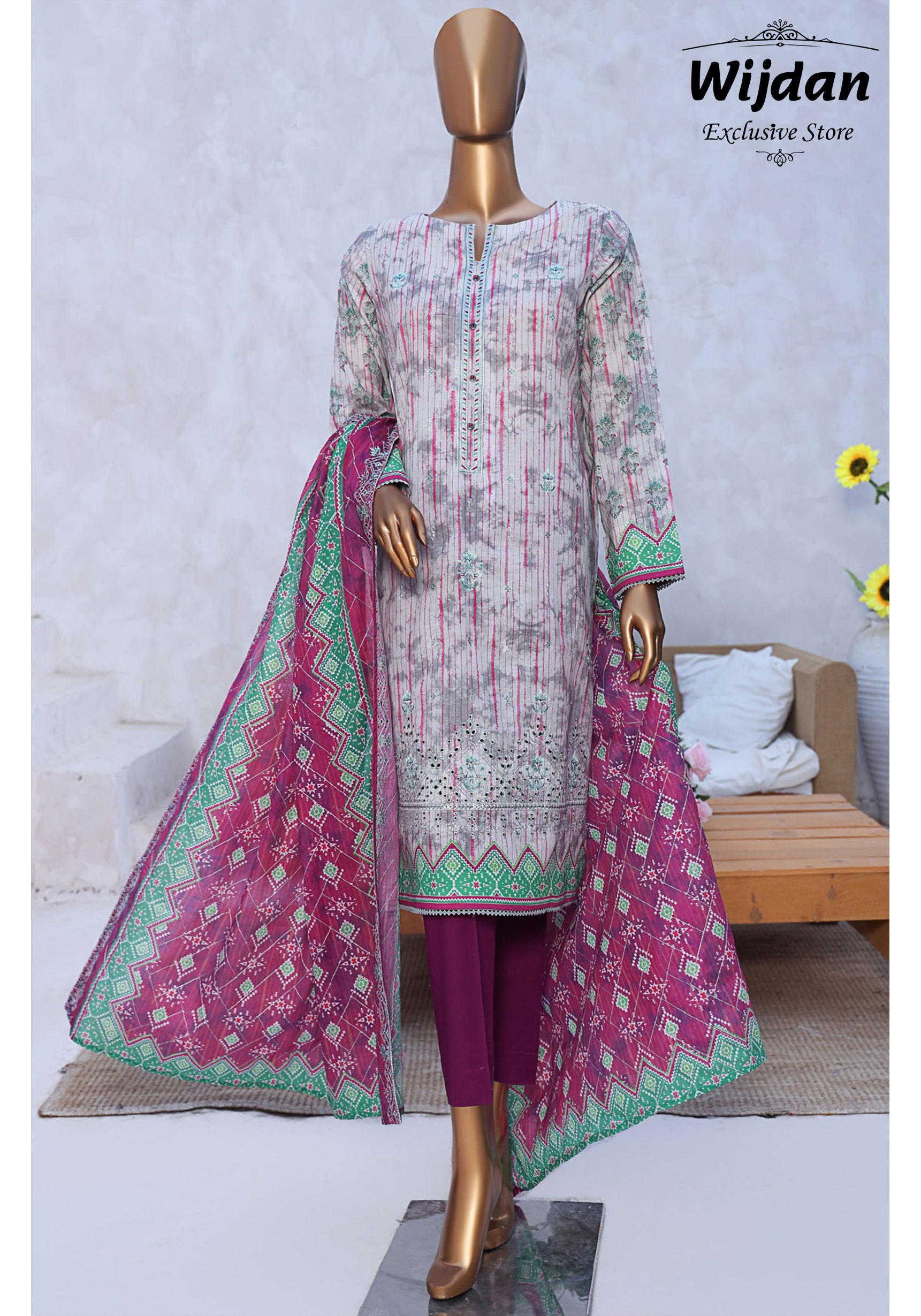 HZ Premium Print & Embroidered Lawn CollectionVol-03 PEC-984