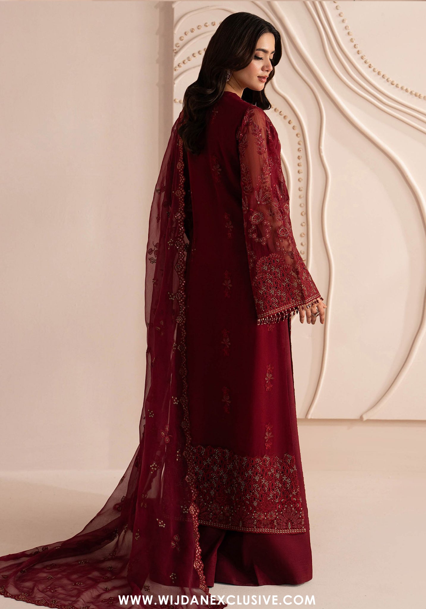 Izhar e Mohabbat by Lamisah | Unstitched Formal Chiffon Collection - 2026 (RED RUBY)
