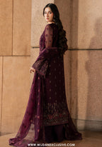 Lazawal by Lamisah | Unstitched Embroidered Formal Chiffon Collection - 2026 (MAROON MAJESTY)