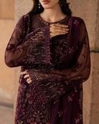 Lazawal by Lamisah | Unstitched Embroidered Formal Chiffon Collection - 2026 (MAROON MAJESTY)