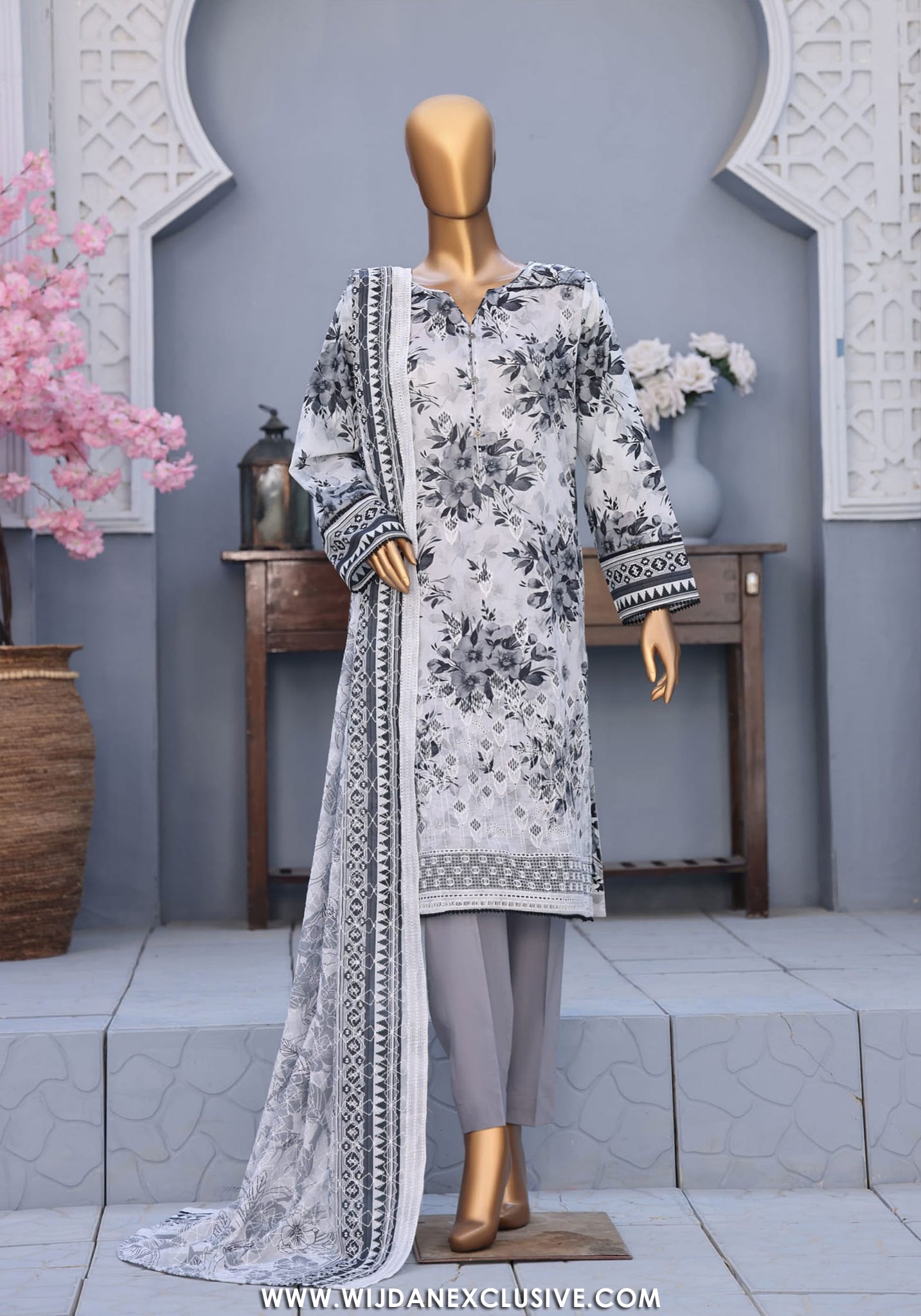 HZ Premium Unstitched Embroidered Lawn Collection - 2026 PEC-614