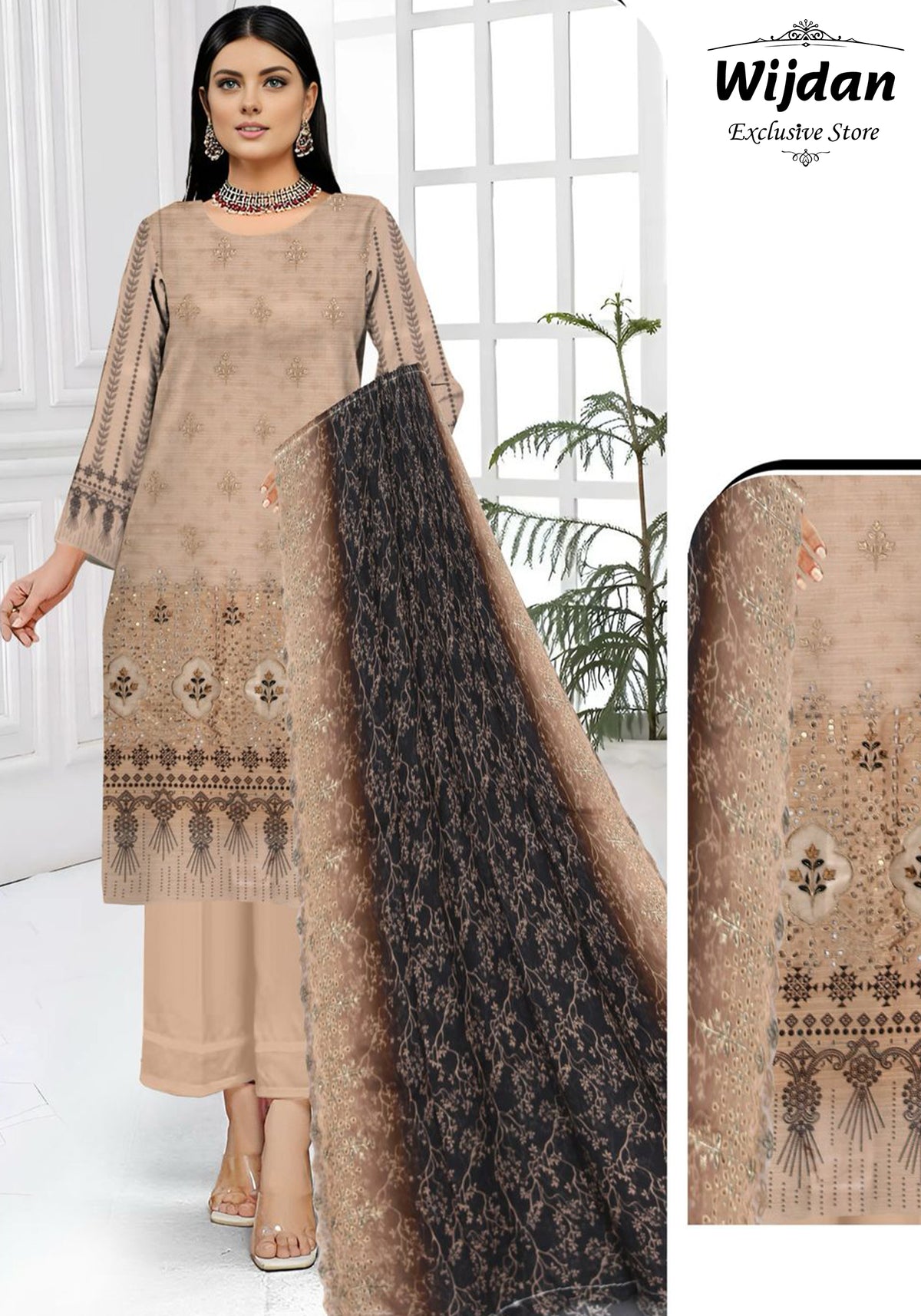Wijdan Digital Print Embroidered Voil Dupatta Collection'25 D-09
