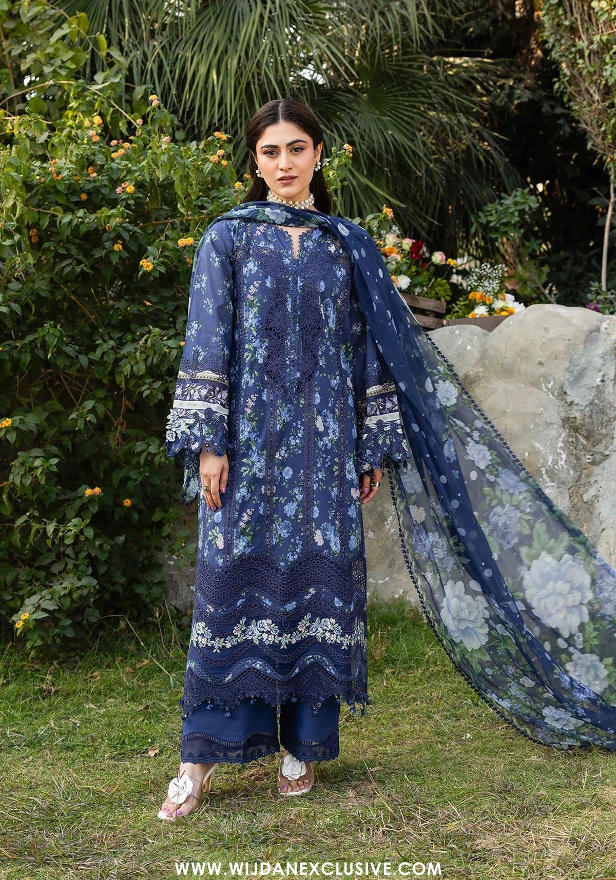Elaf Chikankari Unstitched Print Collection - 2026 ERC-3B NEEL