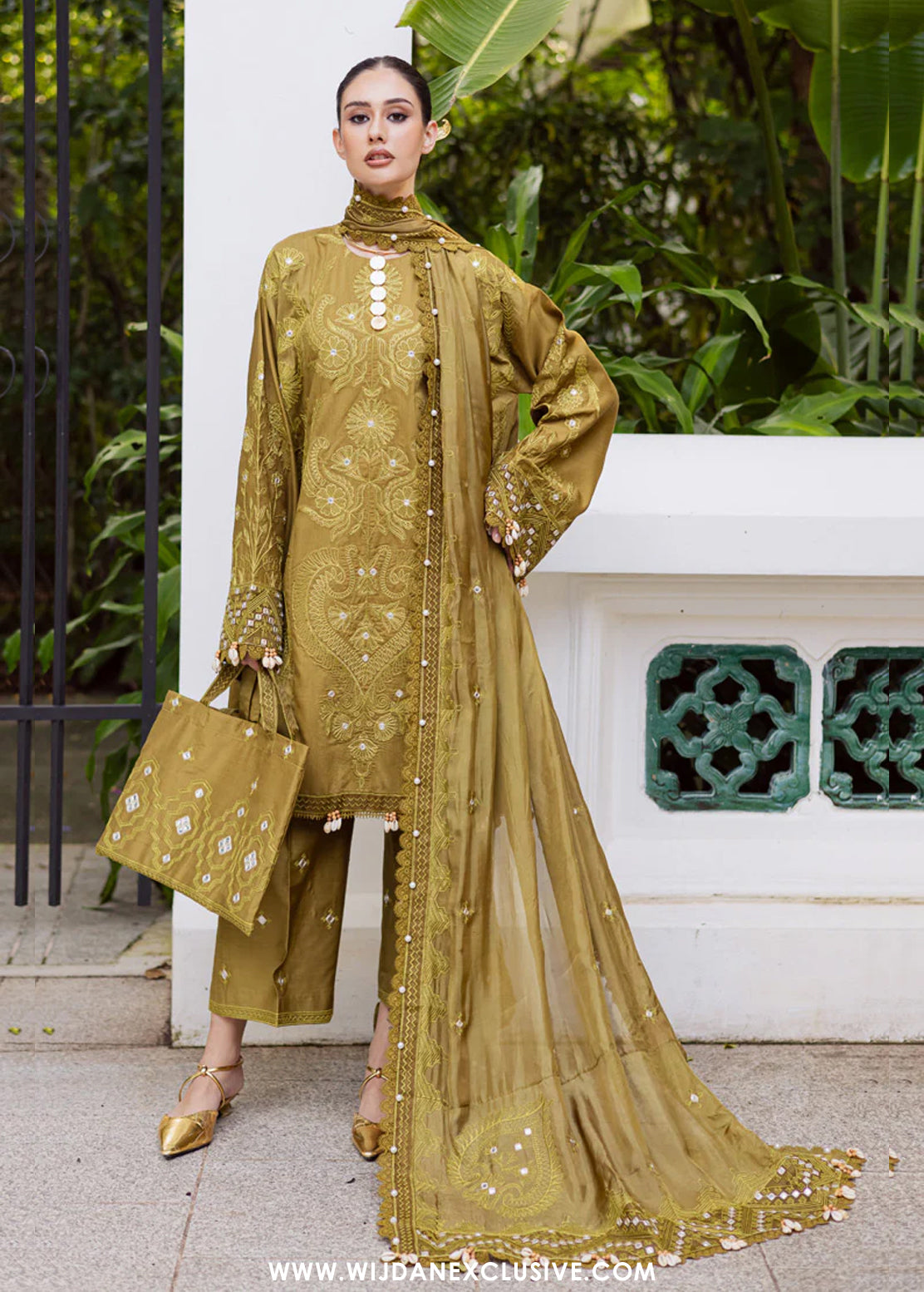 Lovella by Marjjan | Unstitched Embroidered Viscose Collection - 2025 MEV-43 A (OLIVE)