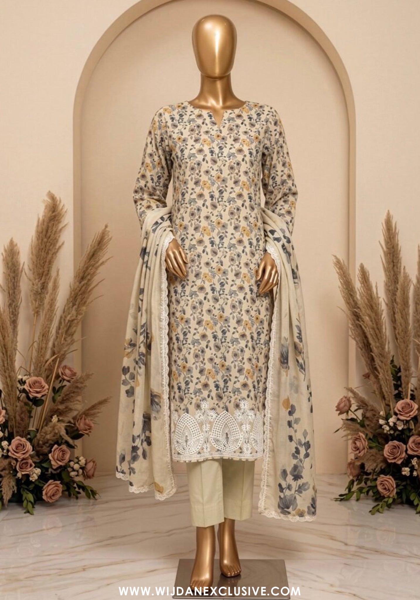 Libas e Khas 3pc Unstitched Embroidered Lawn Collection - 2026 (D-09)