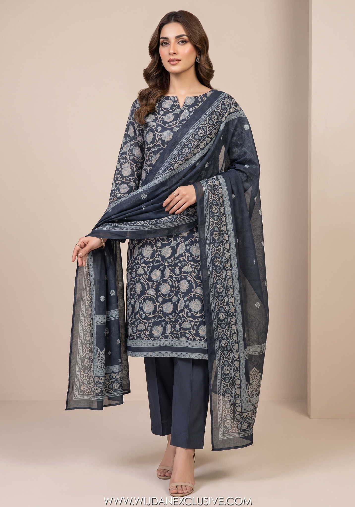 Bin Saeed Unstitched 3PC Digital Printed Cambric Collection - 2025 D-07