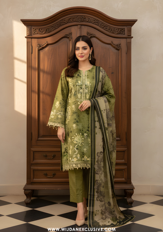 Amarah by Wijdan | Unstitched Embroidered Viscose Self Collection - 2025 (MEHNDI)