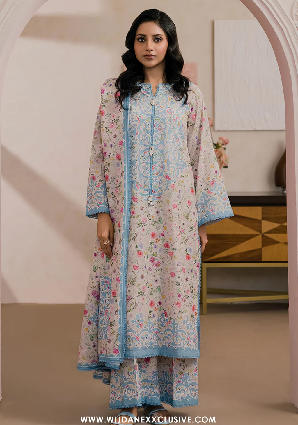 Zellburry Unstitched 3pc Printed & Embroidered Lawn Collection - 2026 (WUS-0891)
