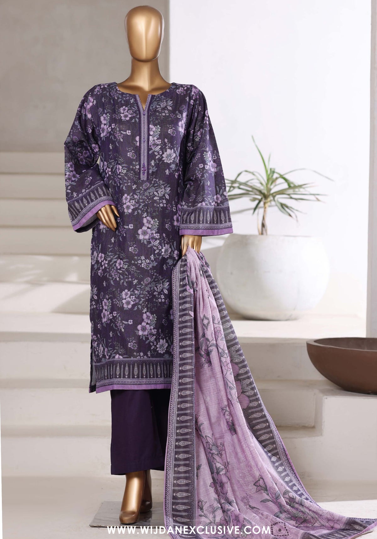 Sadabahar Stitched Printed Khaddar Shimmer Collection - 2025 (PURPLE)