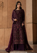 Lazawal by Lamisah | Unstitched Embroidered Formal Chiffon Collection - 2026 (MAROON MAJESTY)