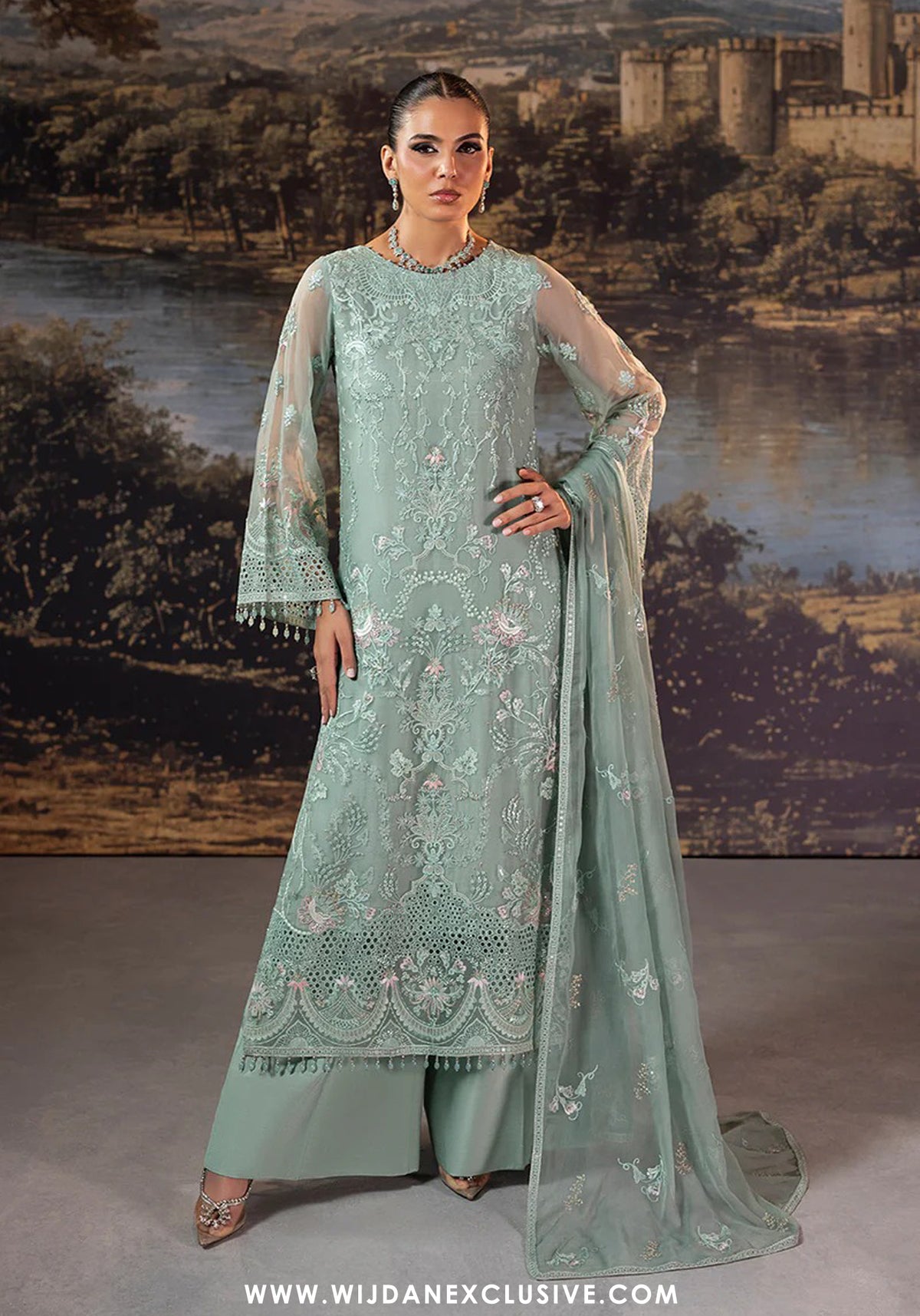 Riwayat Lamisah Unstitched Chiffon Collection - 2025 by Lavish (Mint Green)