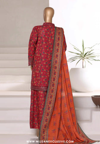Sadabahar Malika Stitched Embroidered Khaddar Collection - 2025 (RED)