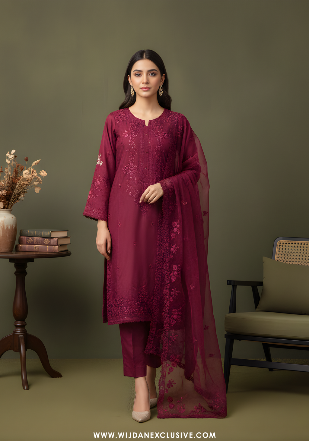 Mohar by Wijdan | Stitched Embroidered Rawsilk Collection - 2025 (CRIMSON FOLKLORE)
