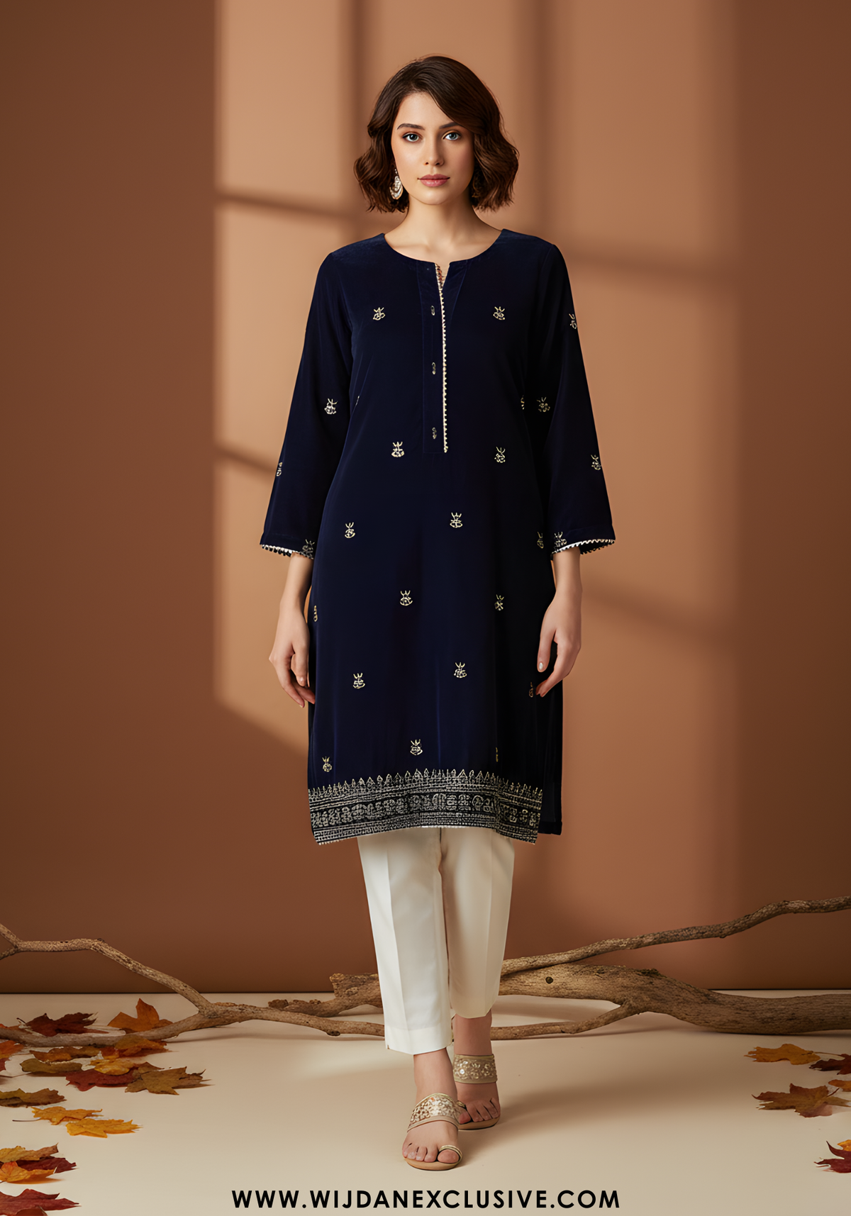 Opulent by Wijdan | 1PC Stitched Velvet Kurti Collection - 2025 (DARK BLUE)
