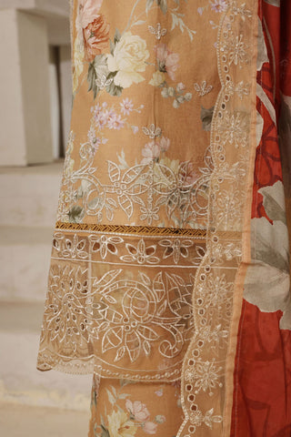 Sadabahar Signature Stitched Festive Embroidered Lawn - 2025 Vol-02 Fawn