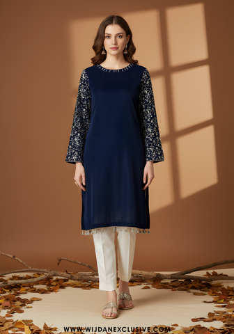Opulent by Wijdan | 1PC Stitched Velvet Kurti Collection - 2025 (DEEP ZINC)