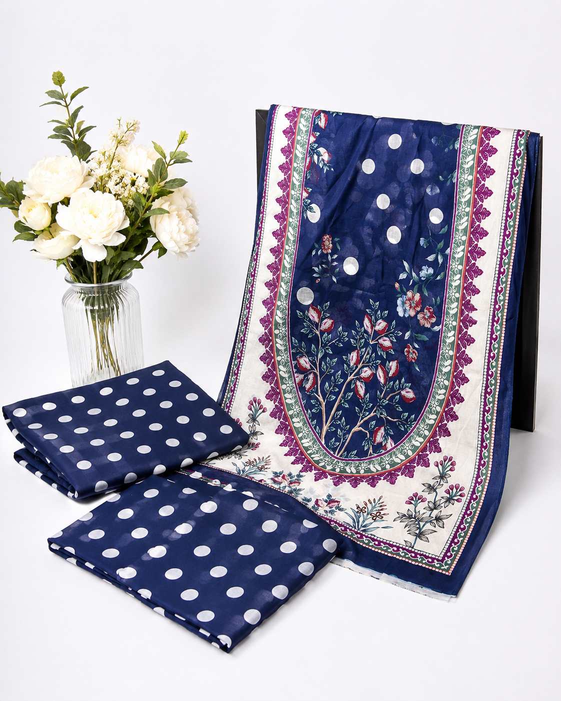 Polka & Drapes Unstitched Printed Lawn Collection - 2026 (D-01)