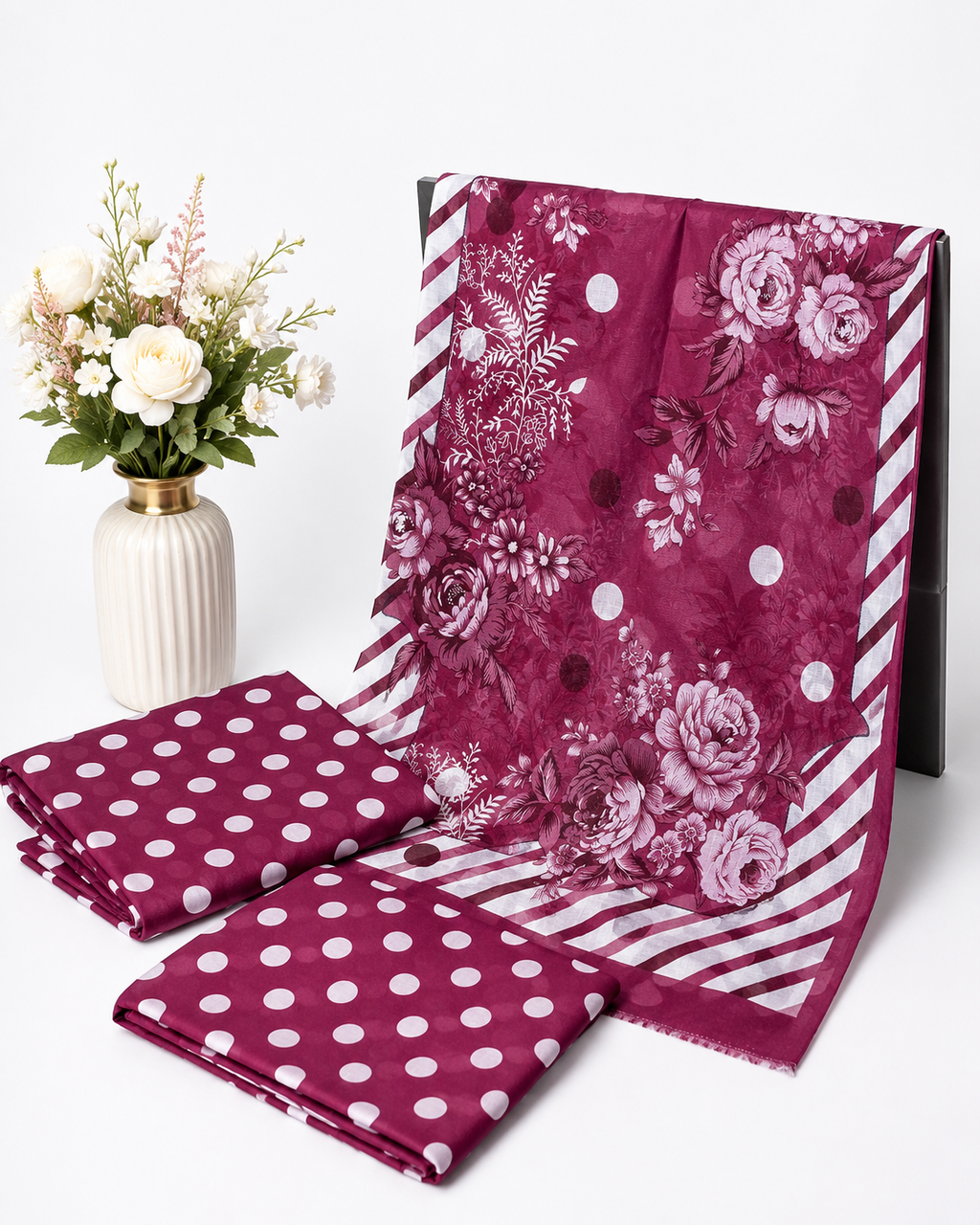Polka & Drapes Unstitched Printed Lawn Collection - 2026 (D-02)