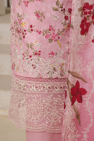 Sadabahar Signature Stitched Festive Embroidered Lawn - 2025 Vol-02 Pink