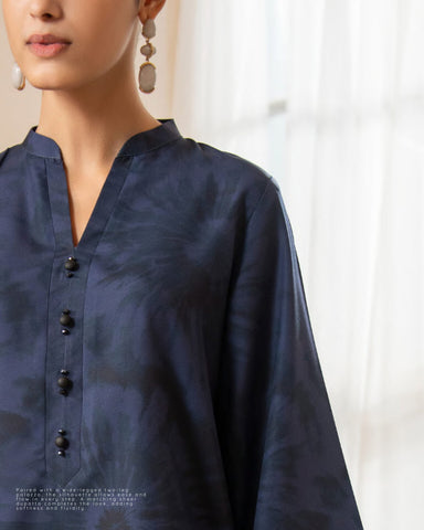 Casual Lite Janaan Stitched Premium Silk Viscose Drop-I (MIDNIGHT BLOOM)