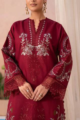 Amani by Marjjan | Unstitched Embroidered Viscose Winter Collection - 2025 MSV-01-B (MAROON)