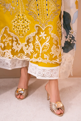 Amani by Marjjan | Unstitched Embroidered Viscose Winter Collection - 2025 MSV-02-B (YELLOW)