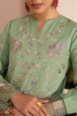 Amani by Marjjan | Unstitched Embroidered Viscose Winter Collection - 2025 MSV-04-A (PISTACHIO)