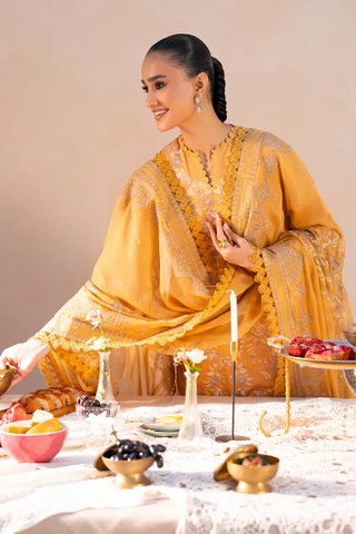 Amani by Marjjan | Unstitched Embroidered Viscose Winter Collection - 2025 MSV-04-B (MUSTARD)