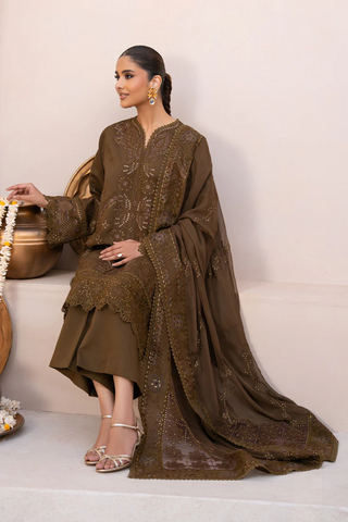 Amani by Marjjan | Unstitched Embroidered Viscose Winter Collection - 2025 MSV-05-A (COFFEE)