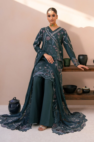 Amani by Marjjan | Unstitched Embroidered Viscose Winter Collection - 2025 MSV-06-A (TEAL)