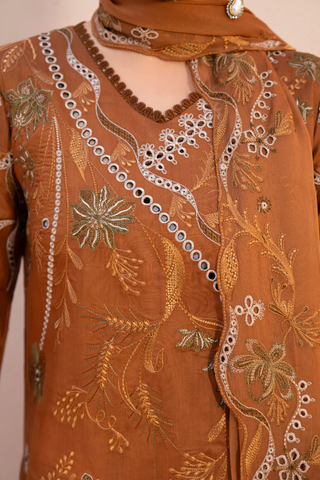 Amani by Marjjan | Unstitched Embroidered Viscose Winter Collection - 2025 MSV-06-B (RUST)