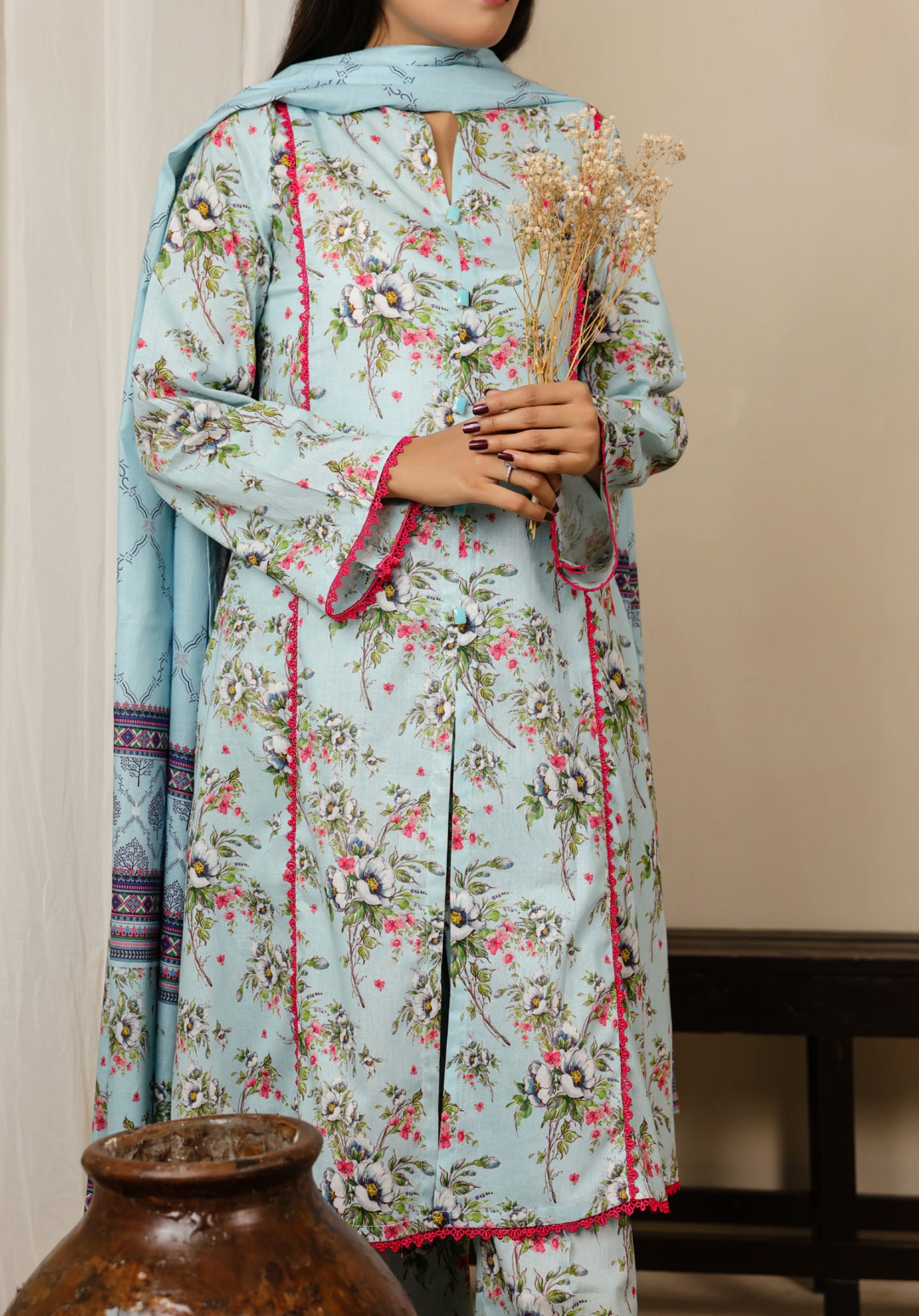 VS Daman Unstitched 3PC Digital Cambric Collection - 2025 D-2035