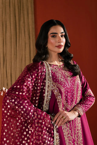 Neeshay Stitched Raw Silk Collection - 2025 RS-01 PURPLE