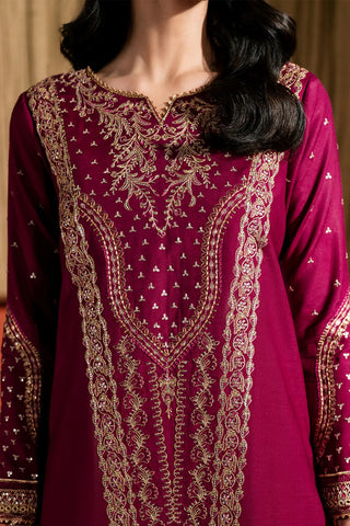Neeshay Stitched Raw Silk Collection - 2025 RS-01 PURPLE