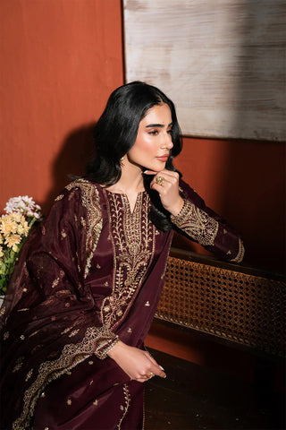 Neeshay Stitched Raw Silk Collection - 2025 RS-05 MAHROON