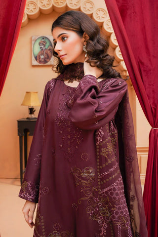 Ehaab Unstitched Silk Viscose Embroidered Collection - 2025 MV-285 (PULM)