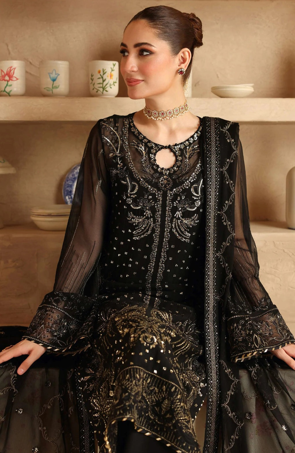 Ramsha Sonehri Unstitched Embroidered Chiffon Collection - 2025 Vol-02 BB-206