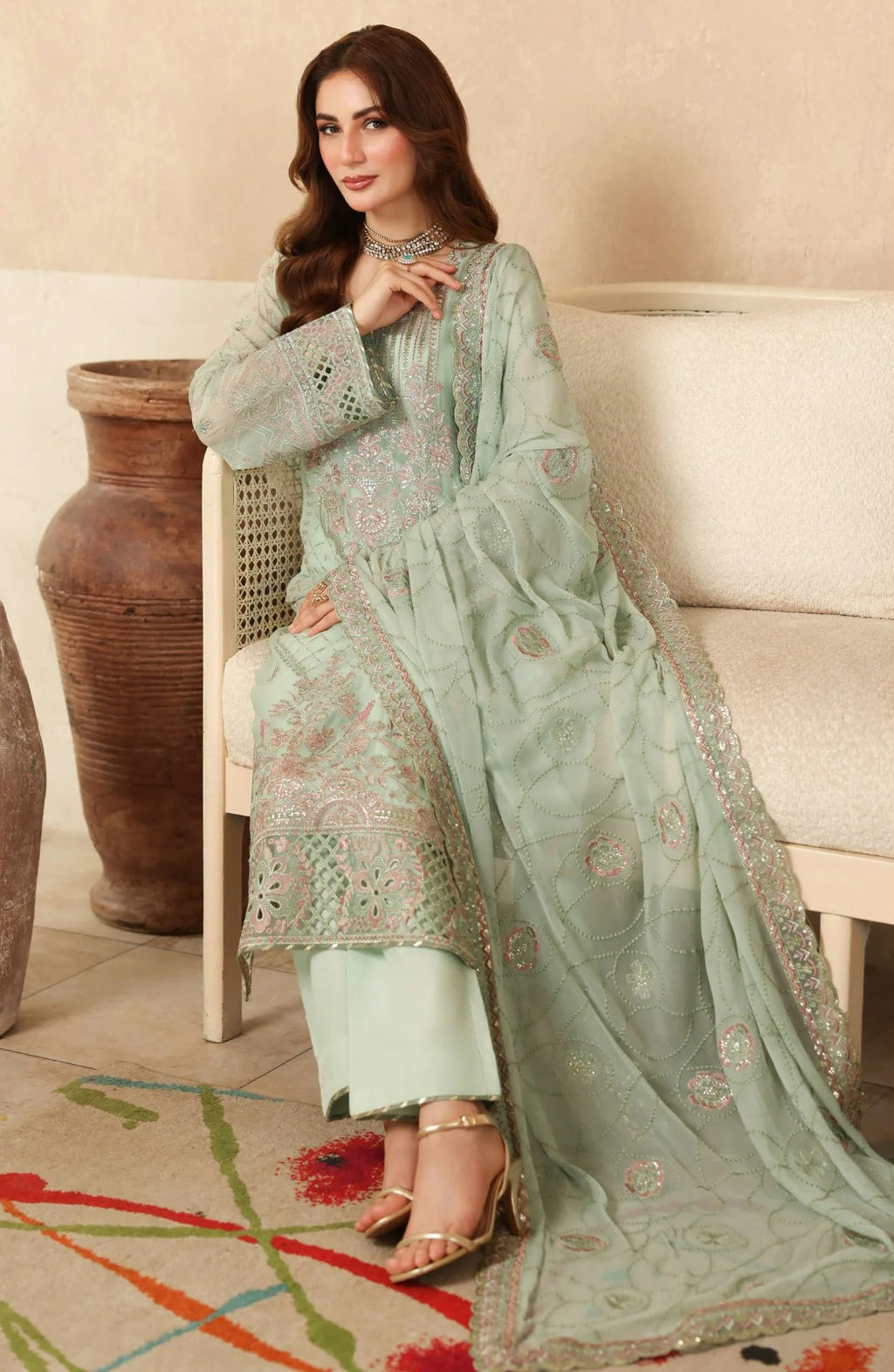 Ramsha Sonehri Unstitched Embroidered Chiffon Collection - 2025 Vol-02 BB-205